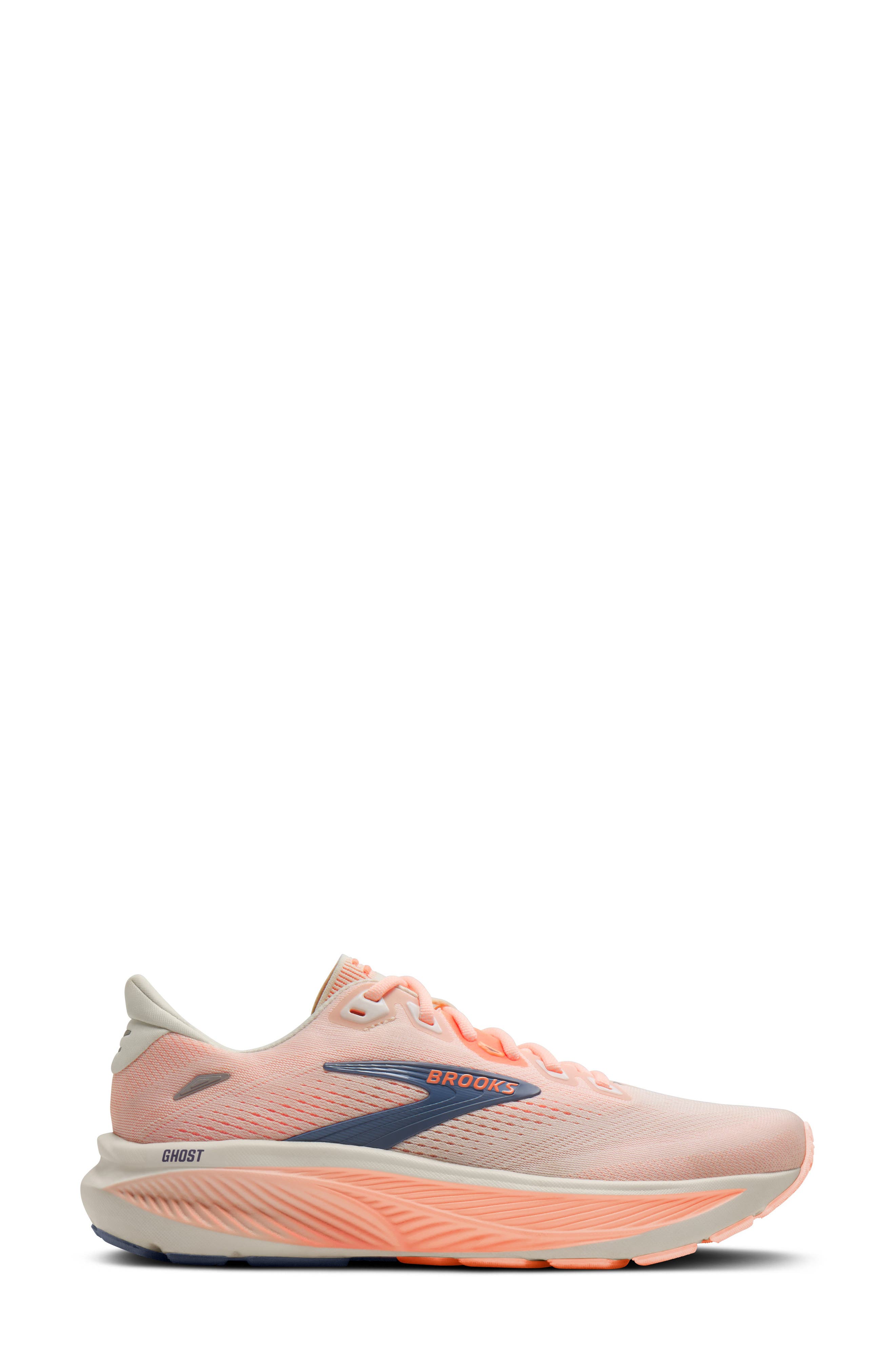Ghost 18 Running Shoe, Alternate, color, STAR WHITE/ CYBER PEACH/ GREY