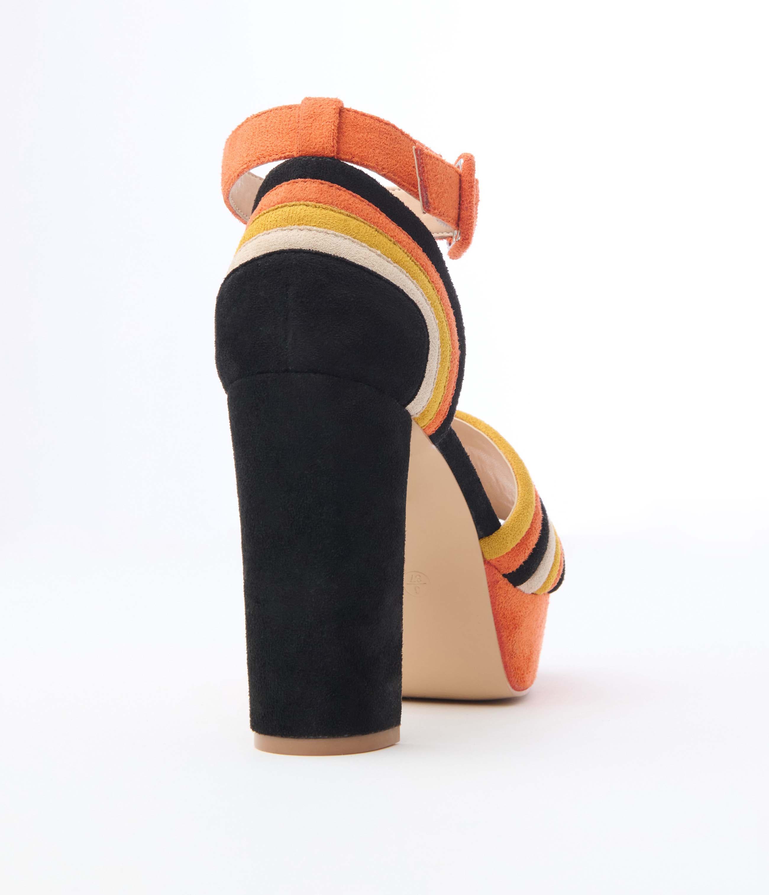 Unique Vintage Suede Peep Toe Pumps, Alternate, color, Candy Corn