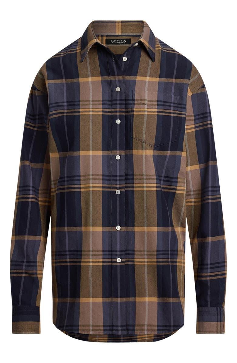 Lauren Ralph Lauren Relaxed Fit Plaid Cotton Button-Up Shirt, Alternate, color, Blue/ Tan Multi