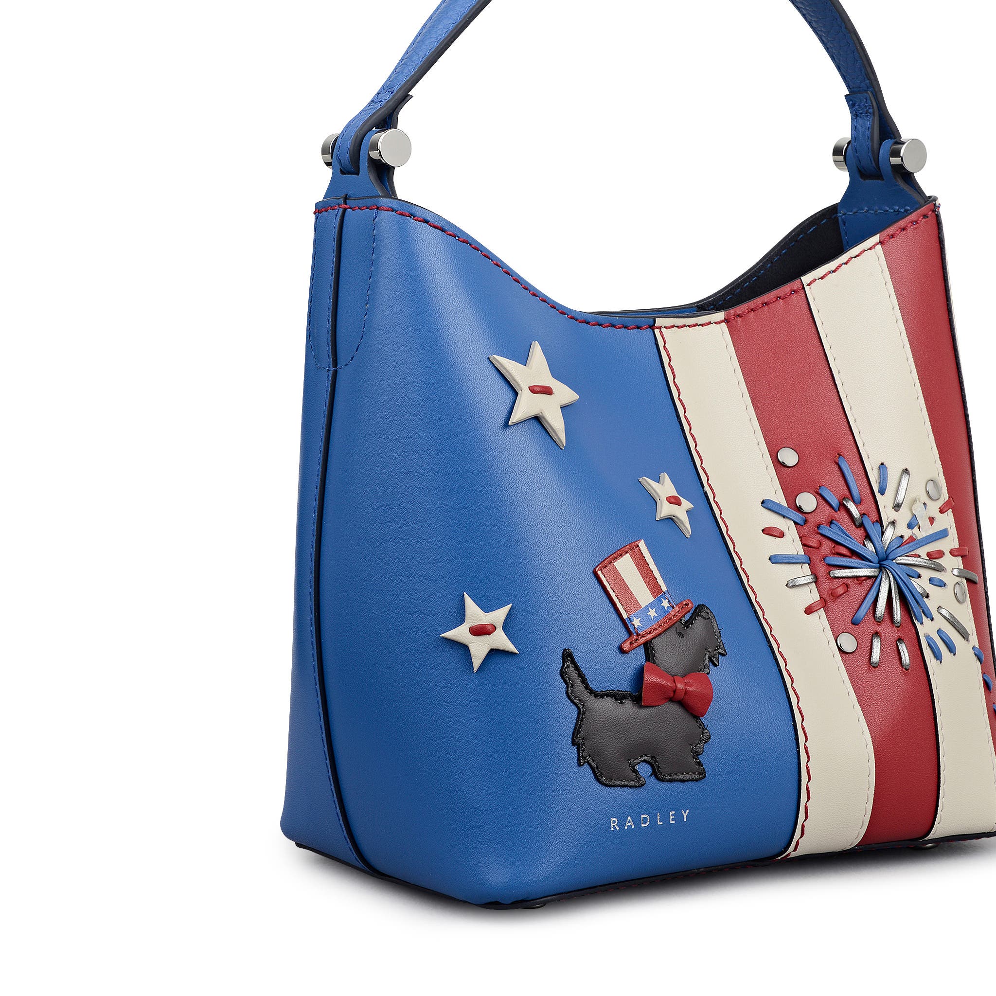 Radley Fireworks And Stripes Small Open Top Crossbody Bag, Alternate, color, Cobalt