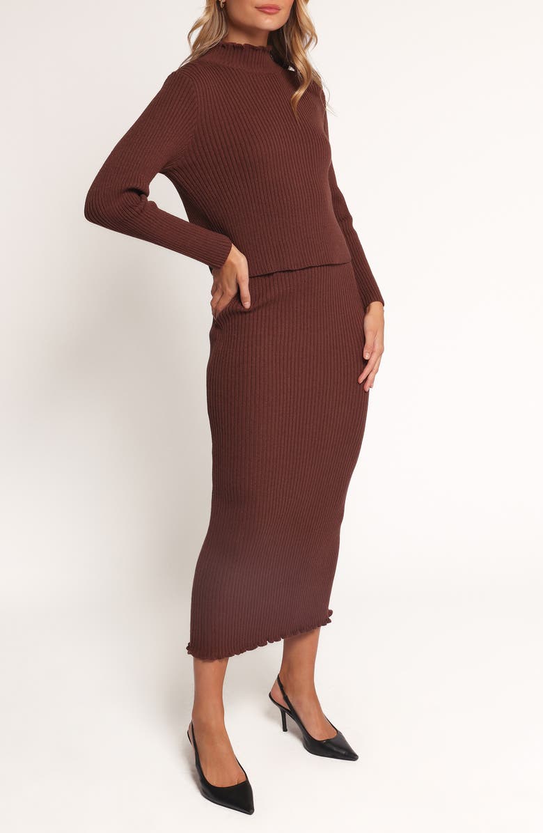 Petal & Pup Payton Mock Neck Top & Maxi Skirt Rib Set, Alternate, color, Chocolate Brown