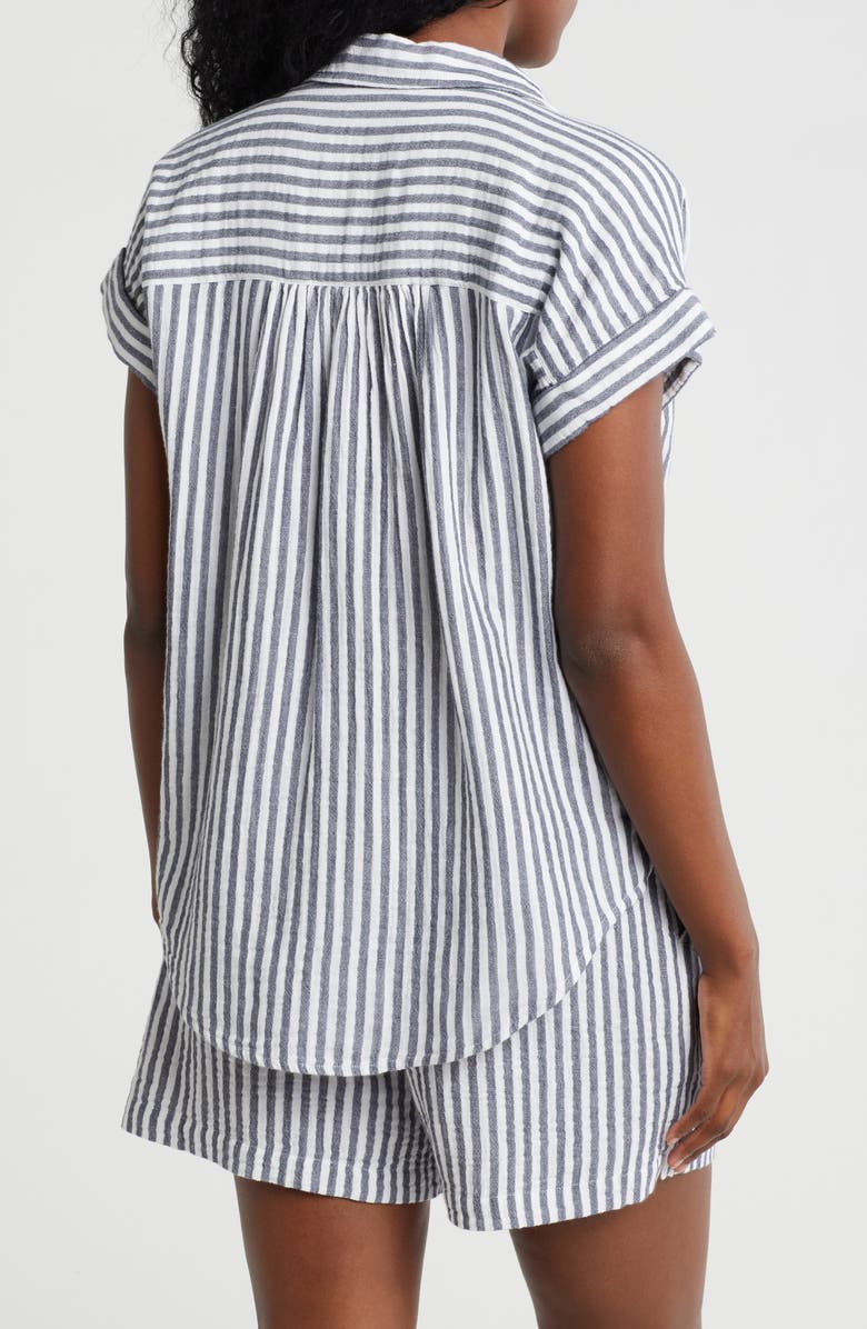 Caslon<sup>®</sup> Duo Gauze Button-Up Shirt, Alternate, color, Navy- White Brianne Stripe