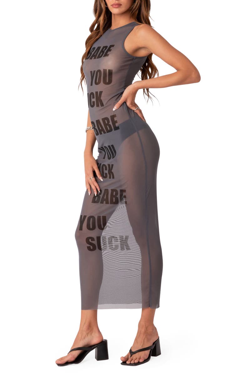 EDIKTED Babe Sheer Mesh Maxi Dress, Alternate, color, 