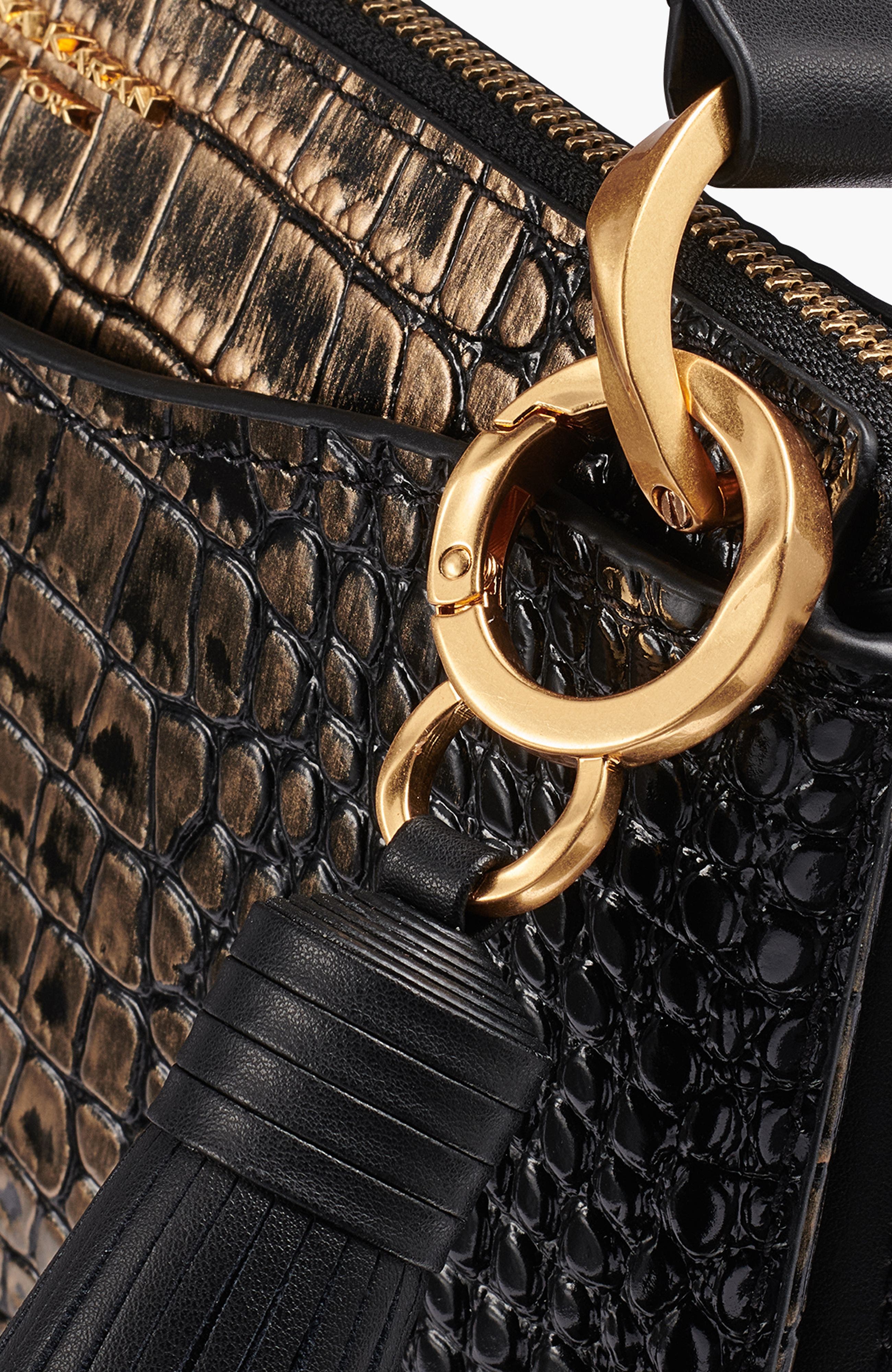 Glenwood Crossbody Bag, Alternate, color, Black/Gold Crocodile