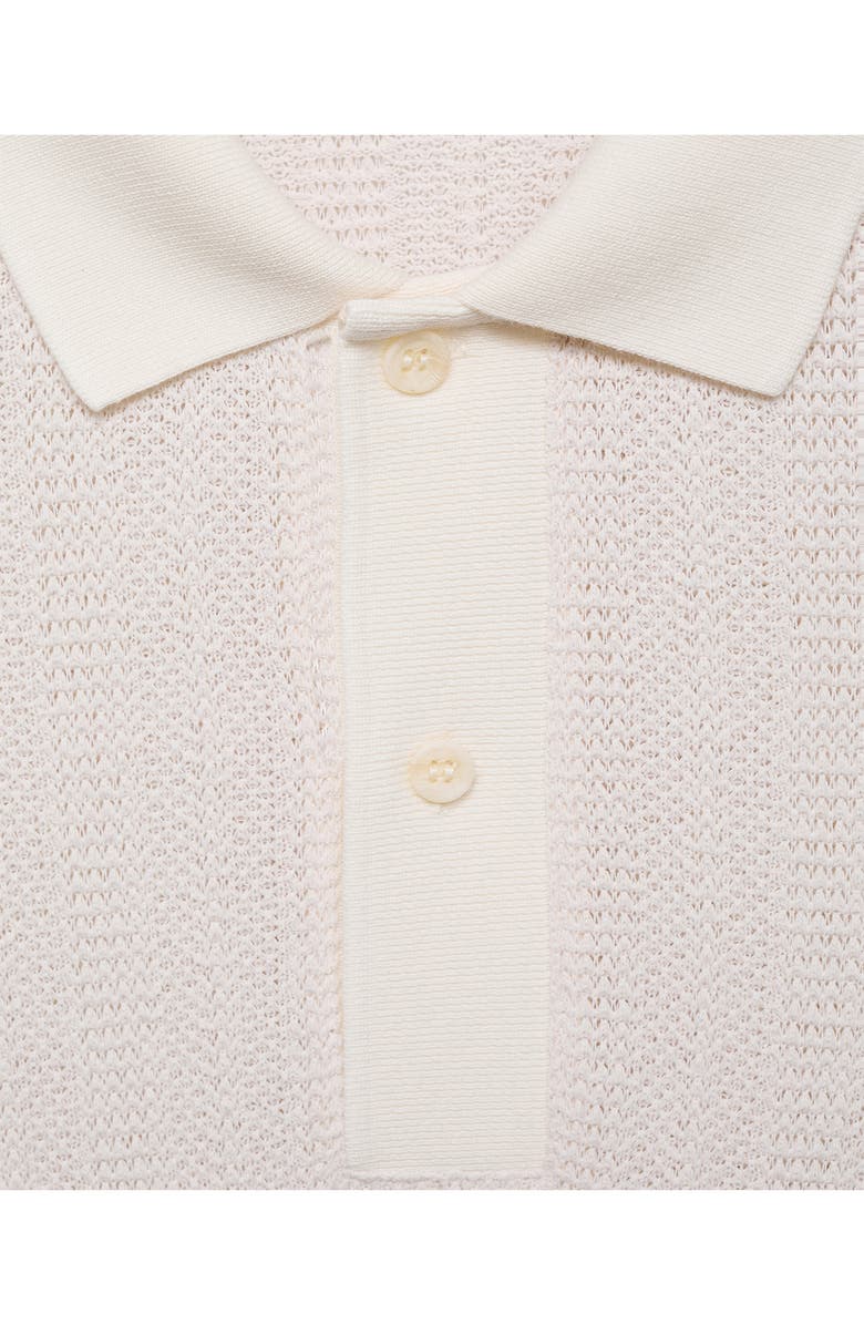 MANGO Regular Fit Openwork Polo, Alternate, color, Off White