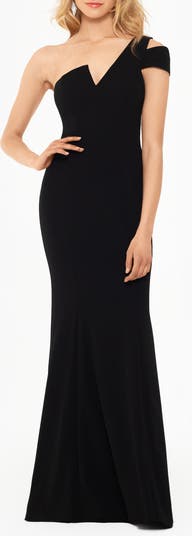 One-Shoulder Scuba Crepe Gown