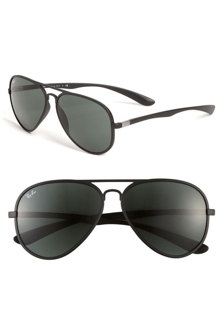 58mm Aviator Sunglasses, Main, color, MATTE BLACK