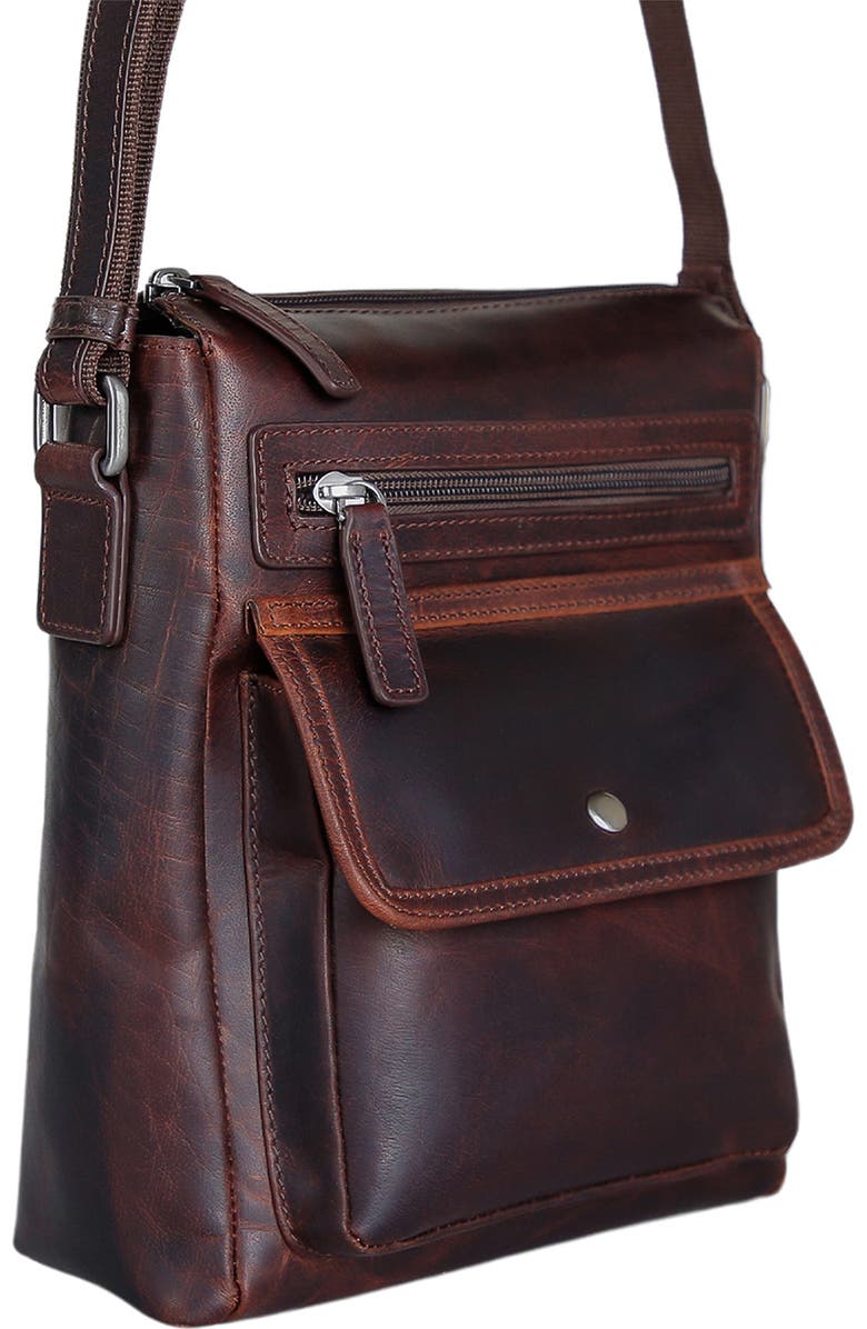 Mancini Buffalo Leather Everyday Crossbody Bag, Alternate, color, Brown