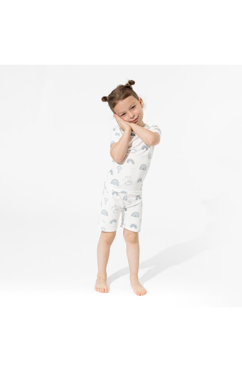 Bellabu Bear Grey Rainbows Kids 2-Piece Short Sleeve & Shorts Pajama Set, Alternate, color, 