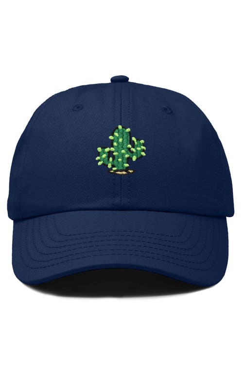 Dalix Cactus Embroidered Low Crown Cap In Navy Blue