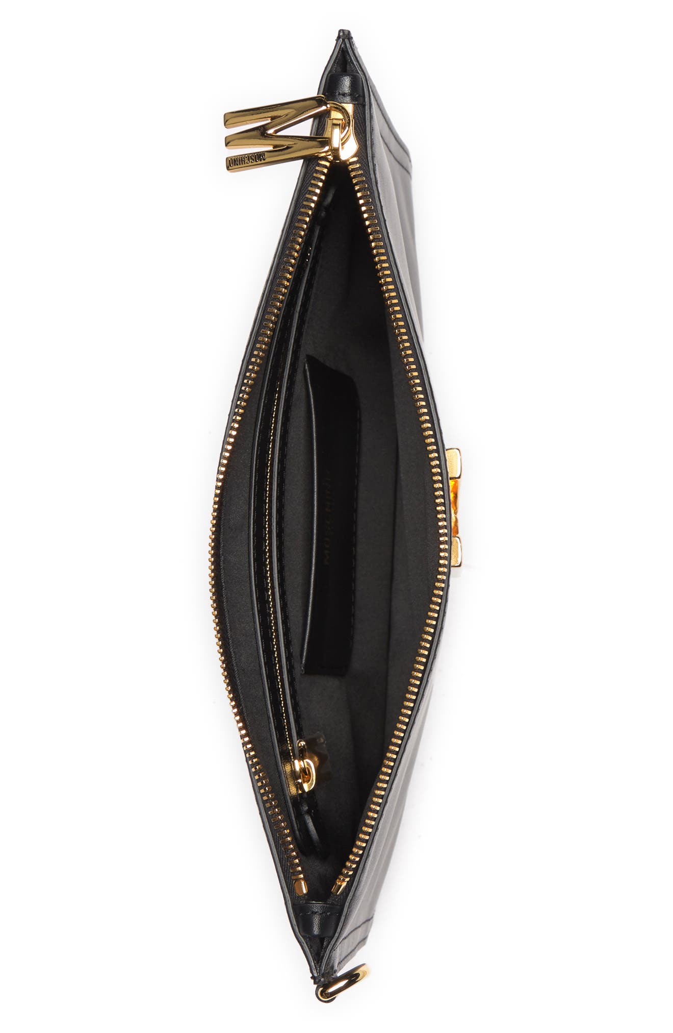 Moschino M Leather Wristlet, Alternate, color, 