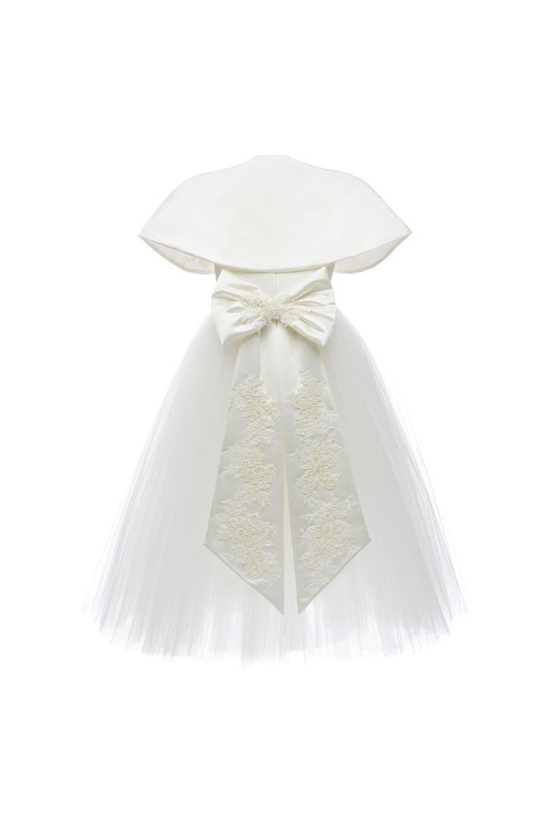 Hermione Embroidered Cape Dress, Alternate, color, White