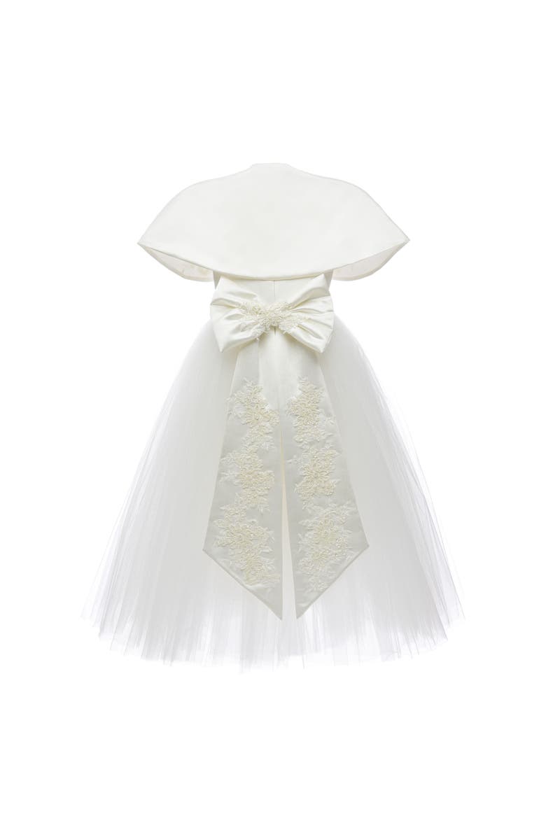 Tulleen Hermione Embroidered Cape Dress, Alternate, color, White