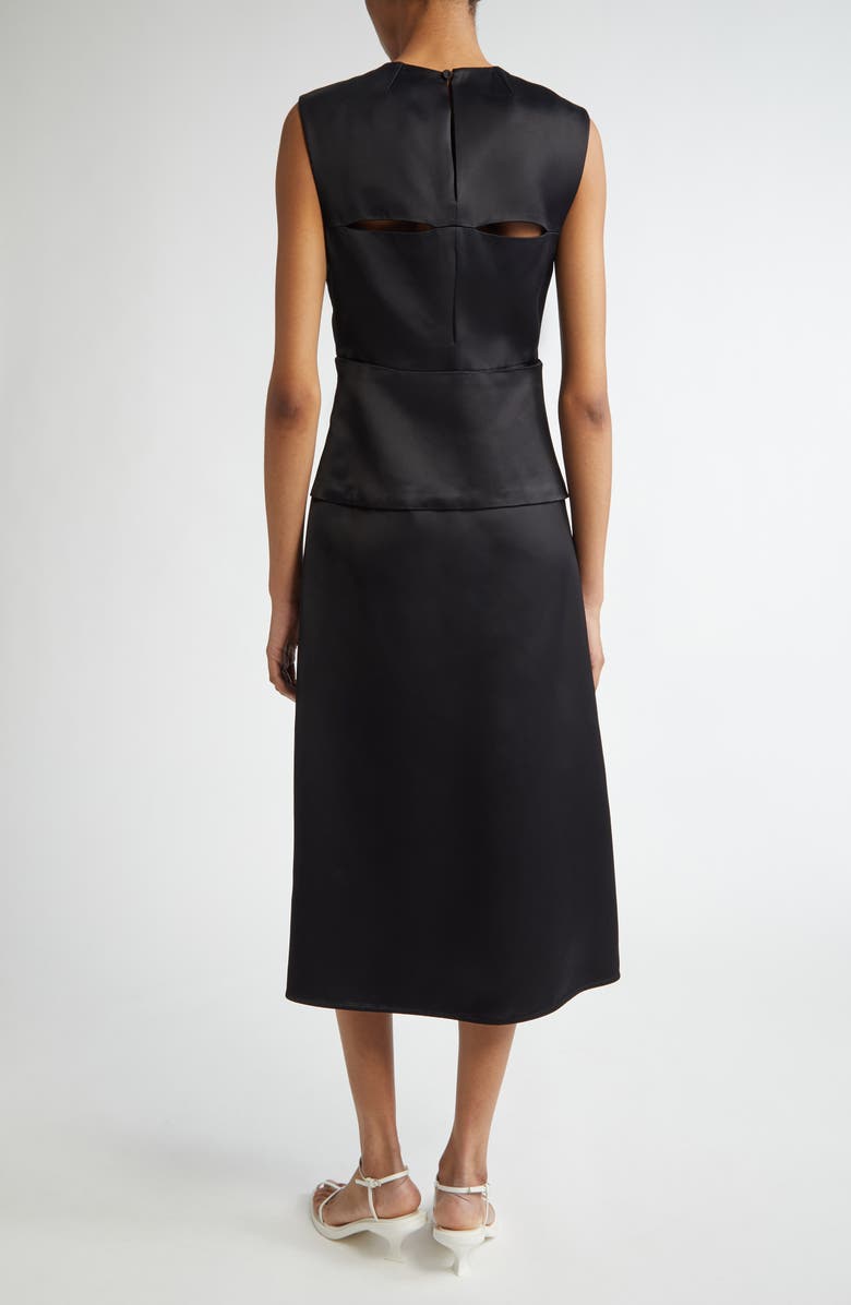 Jil Sander Sleeveless Matte Finish Satin Midi Dress, Alternate, color,