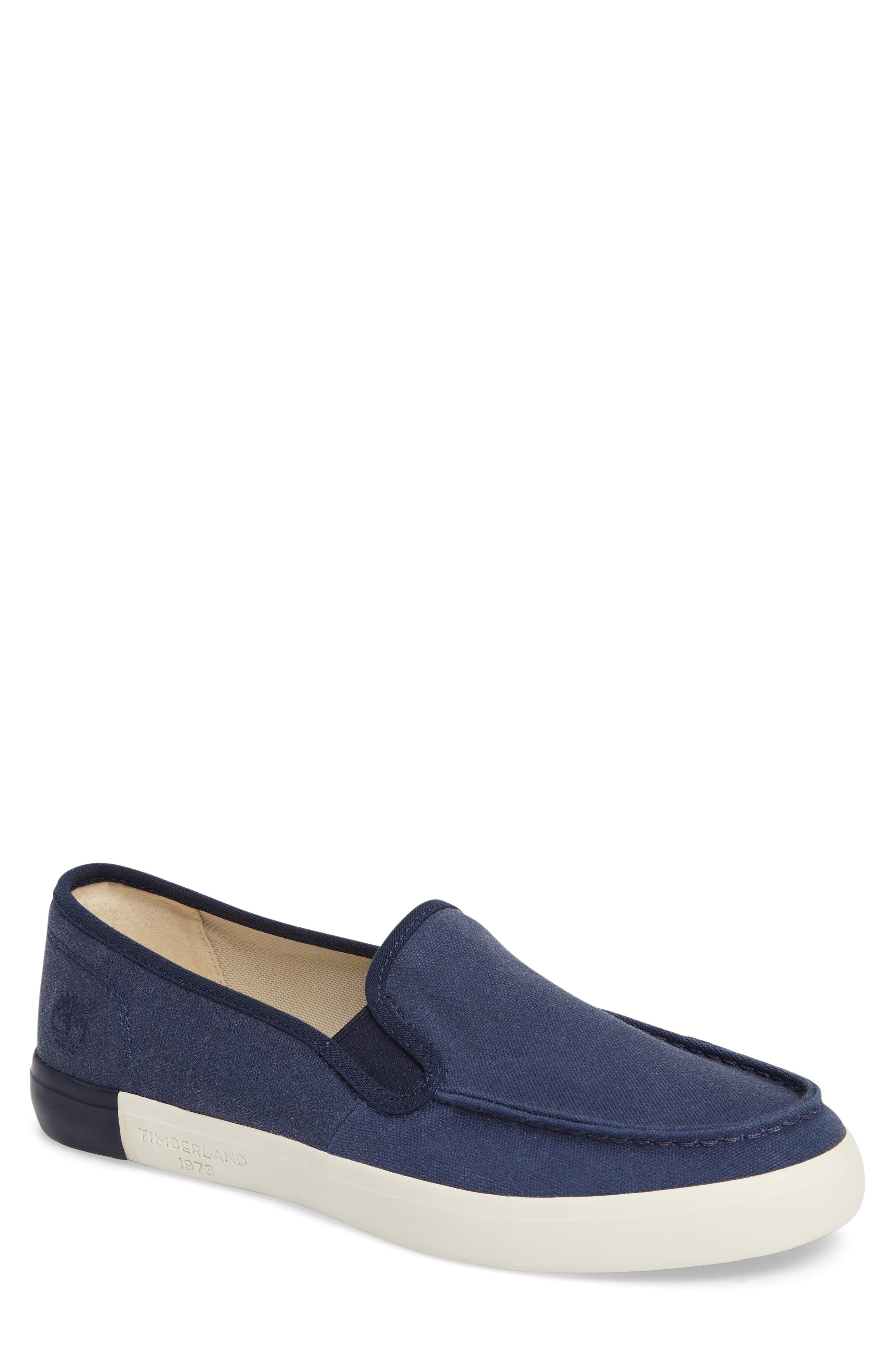 'Newport Bay' Moc Toe Slip-On, Main, color, NAVY CANVAS