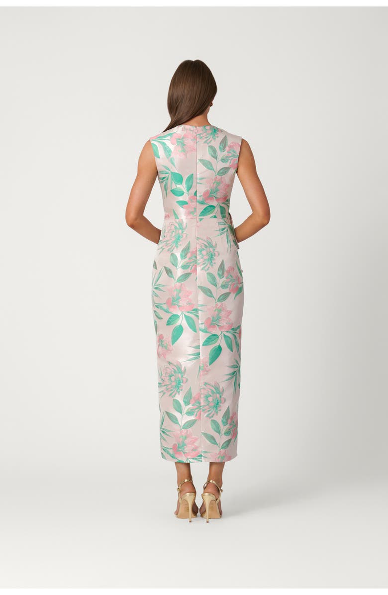 Shoshanna Midnight Blushing Meadow Floral Jacquard Silvia Dress, Alternate, color, Blush/Kelly Green