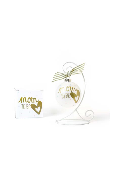 Mom to Be Glass Ornament with White Stand