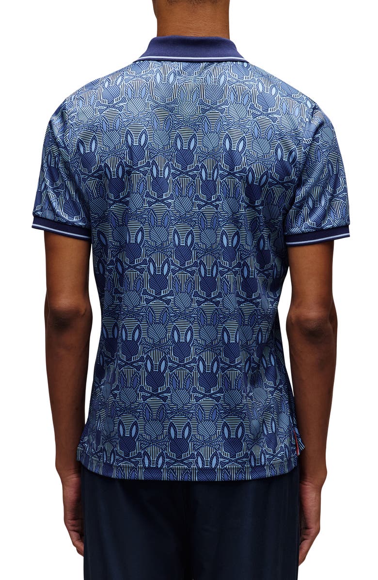 Psycho Bunny Reeves Bunny Print Sport Polo, Alternate, color, Evening Blue