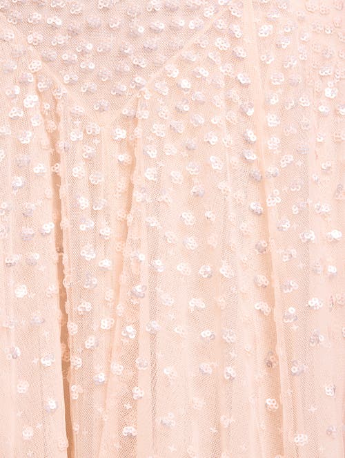 Needle & Thread Sequin Cascade Cami Plunge Gown In White