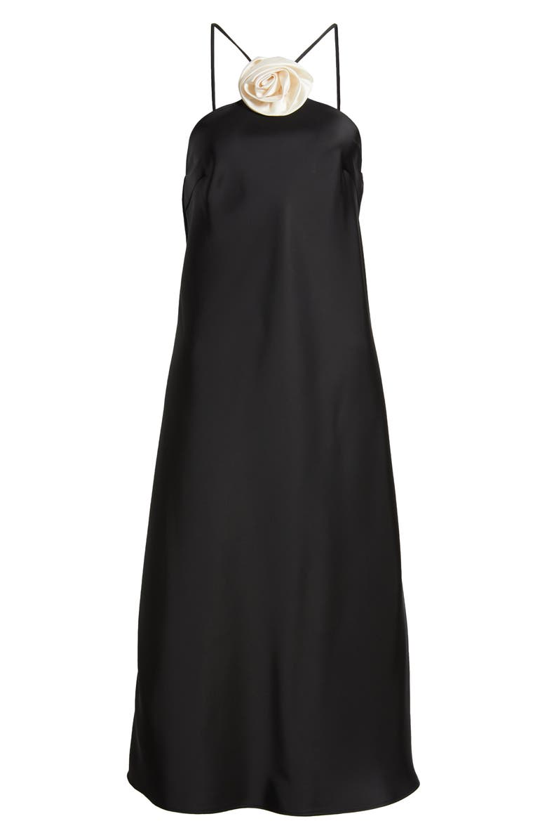 Lucy Paris Jonah Rosette Sleeveless Midi Dress, Alternate, color, Black