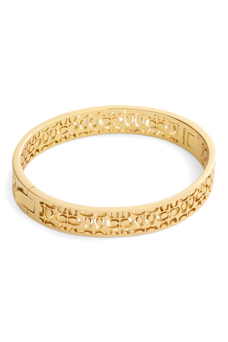 Quilted C Cutout Bangle, Alternate, color, SHINY GOLD