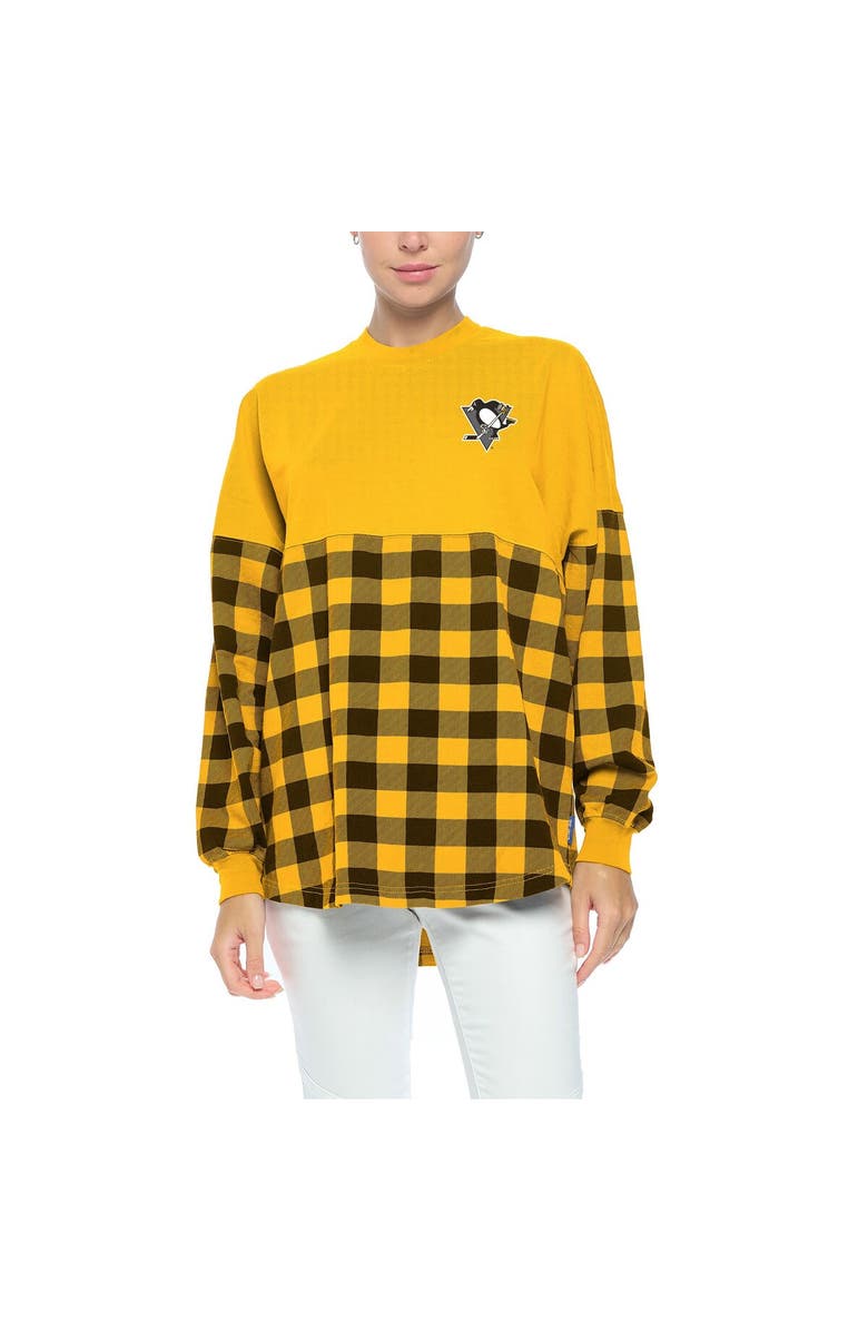 FANATICS Women's Fanatics Branded Gold Pittsburgh Penguins Buffalo Check Long Sleeve T-Shirt, Main, color, Gold