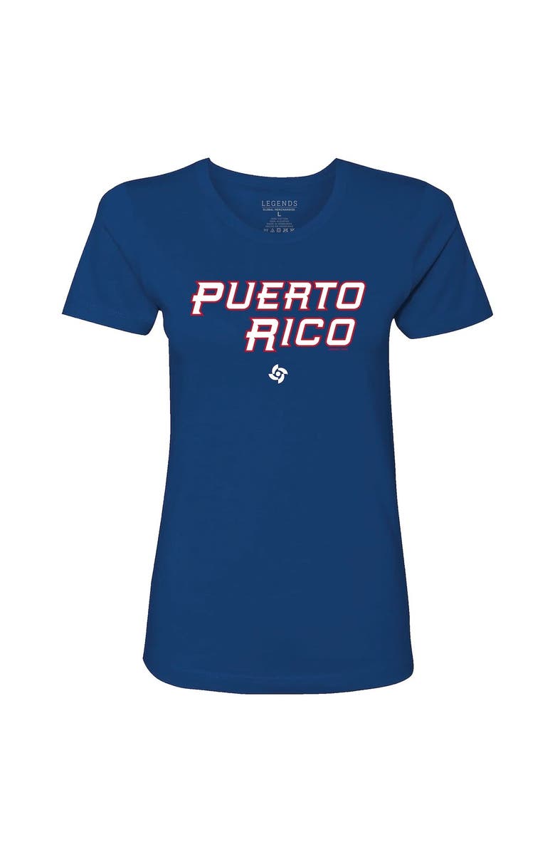 Legends Merchandise Women's LEGENDS Royal Puerto Rico Baseball 2023 World Baseball Classic Country T-Shirt, Alternate, color, 