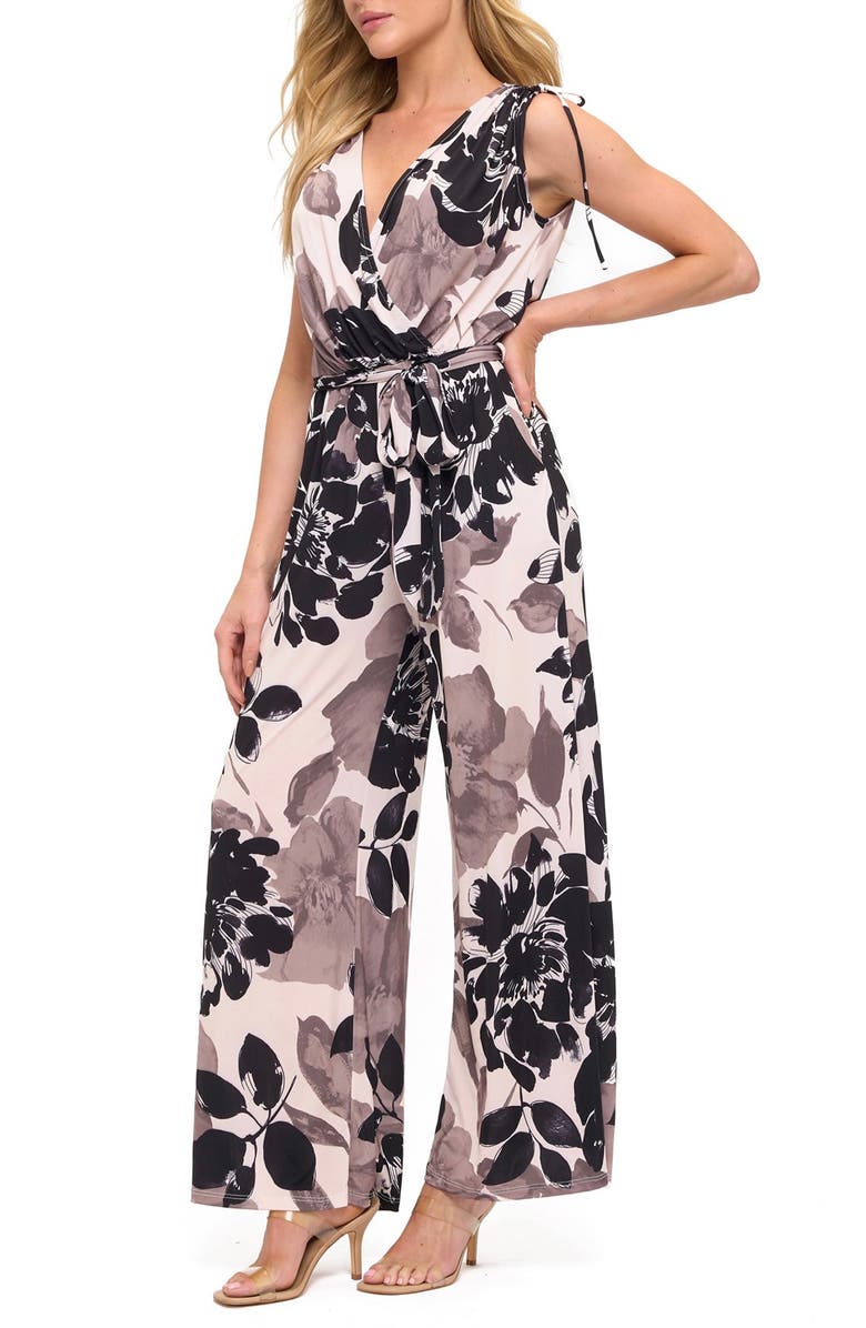 O.L. Croc Embossed Tie Waist Wide Leg Jumpsuit, Alternate, color, 