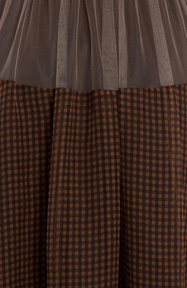 Fendi Check Silk & Tulle Maxi Skirt, Alternate, color,