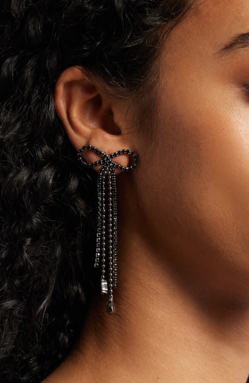 Open Edit Stone Crystal Bow Drop Earrings