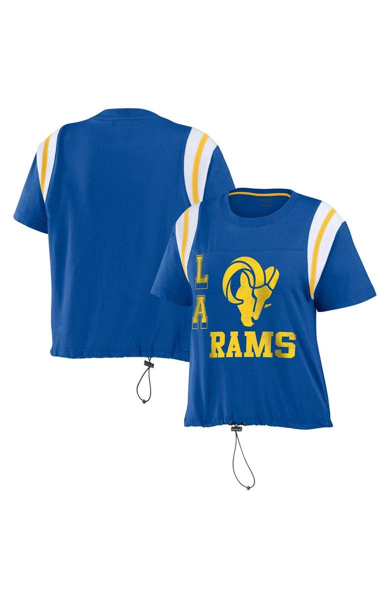 WEAR by Erin Andrews Women's WEAR by Erin Andrews Royal Los Angeles Rams Cinched Colorblock T-Shirt, Main, color, Royal