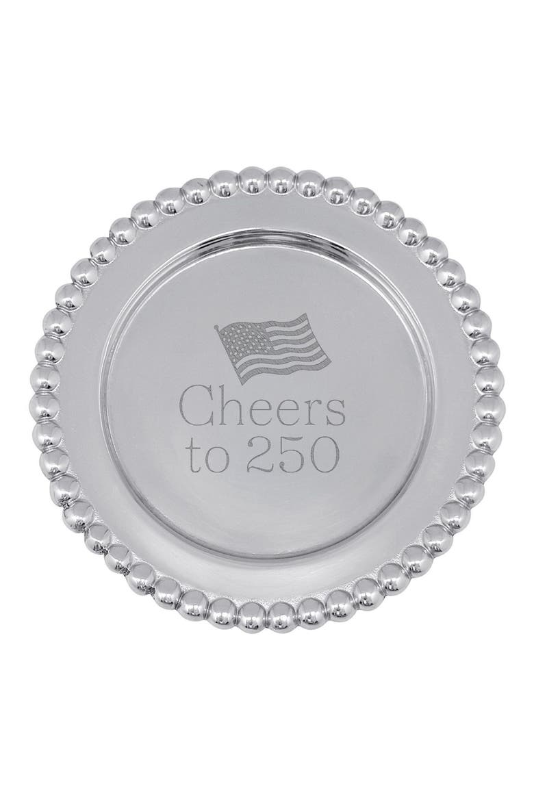 Cheers to 250 Beaded Wine Plate, Main, color, SILVER