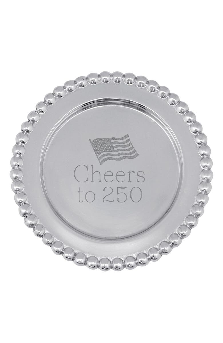 Mariposa Cheers to 250 Beaded Wine Plate, Main, color, Silver