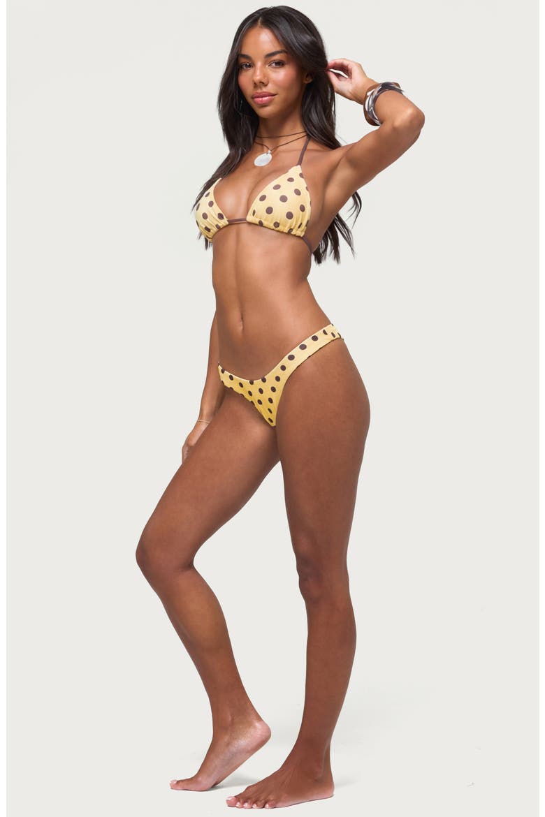 Melanie Polka Dot String Bikini Bottoms, Alternate, color, YELLOW