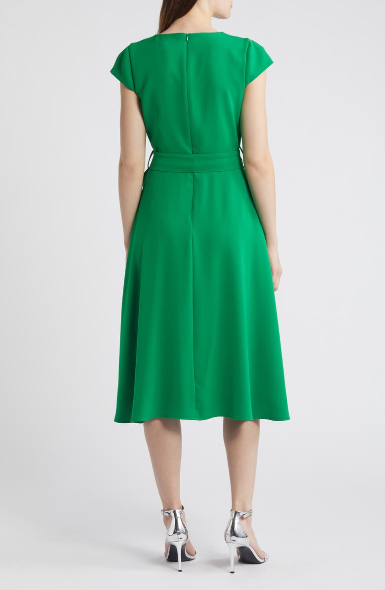 Black Halo Pandora Wrap Front Midi Dress, Alternate, color, 