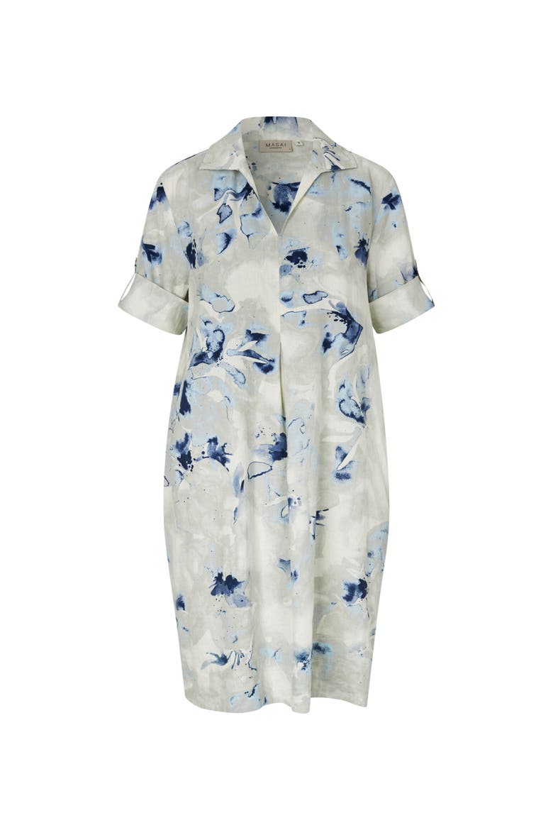 Manaevira Floral Printed Tunic Dress, Alternate, color, Skyway