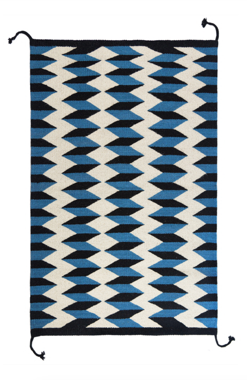 Archive New York Teo Blue And Black Handwoven Flatweave Wool Rug In Blue