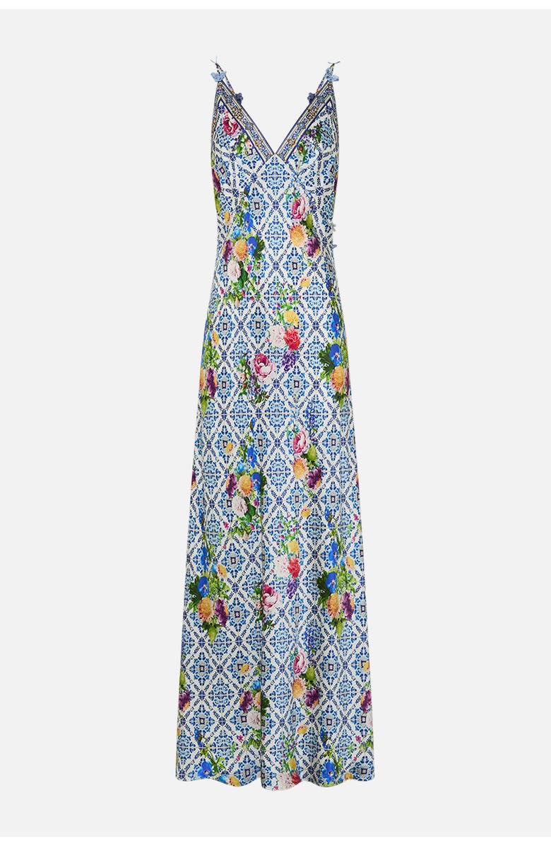 Camilla V Neck Full Length Bias Slip Dress Wall To Wall Wonders, Alternate, color, 