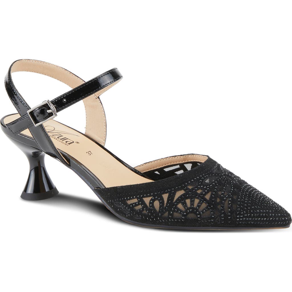Azura By Spring Step Delicate Ankle Strap Pointed Toe Pump In Black