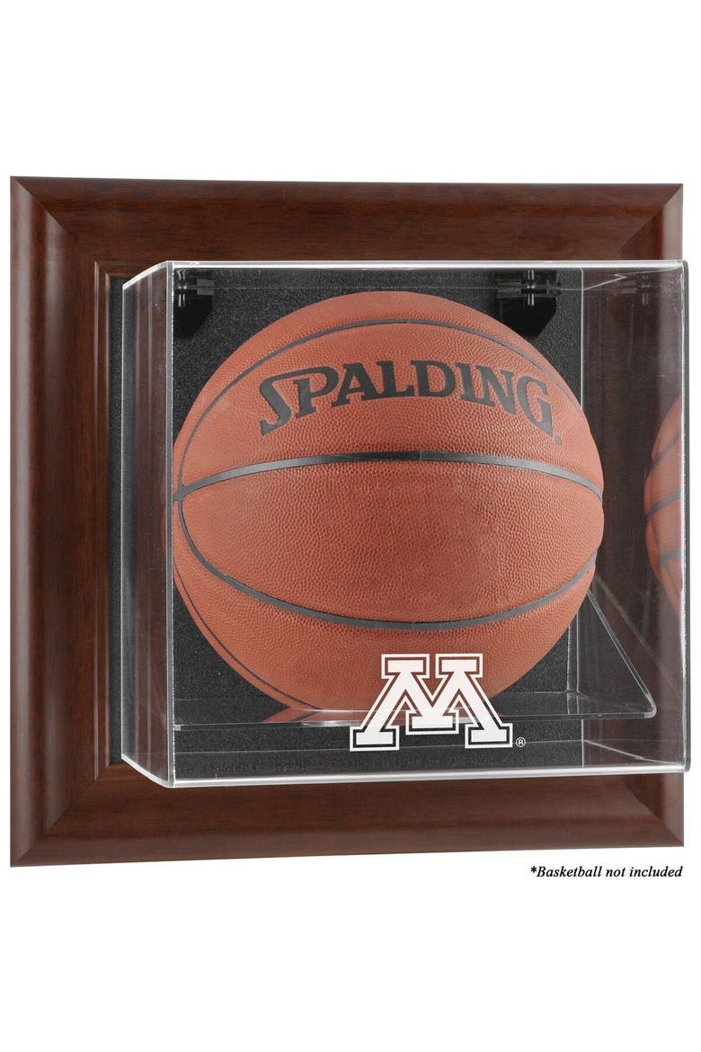 Minnesota Golden Gophers Brown Framed Wall-Mountable Basketball Display Case, Main, color, Brown
