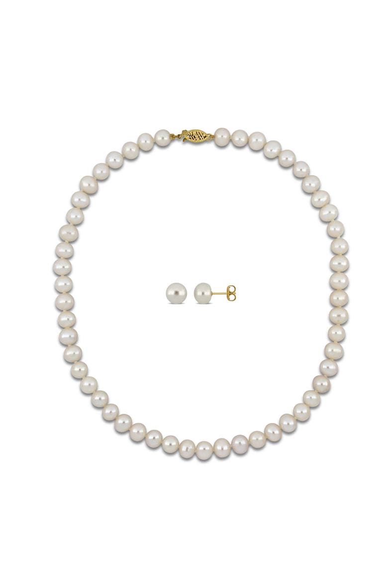 2-Piece Set Cultured Pearl Necklace & Earrings 10K, Alternate, color, Pearl