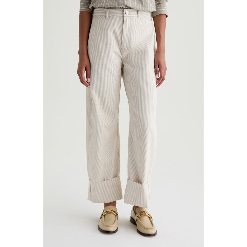 Ag Mercer High Rise Barrel Leg Jeans In Blush Canvas In White