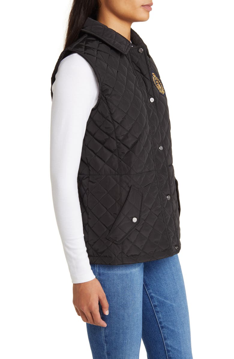 Lauren Ralph Lauren Crest Logo Recycled Shell Diamond Quilted Vest, Alternate, color, 