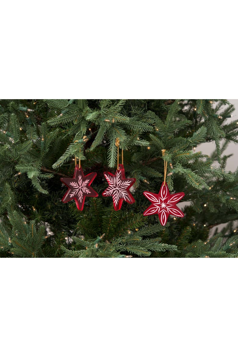 Red Glass Star Christmas Tree Ornament Set of 3, Alternate, color, Red