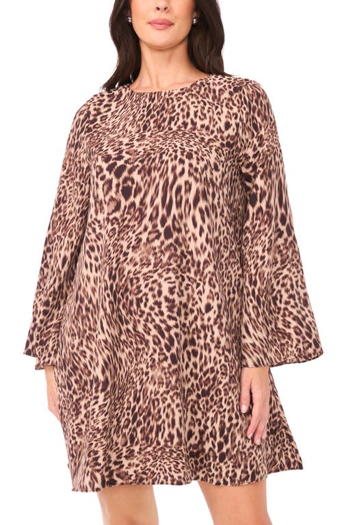 Vince Camuto Abstract Leopard Print Long Sleeve Dress In Animal Print