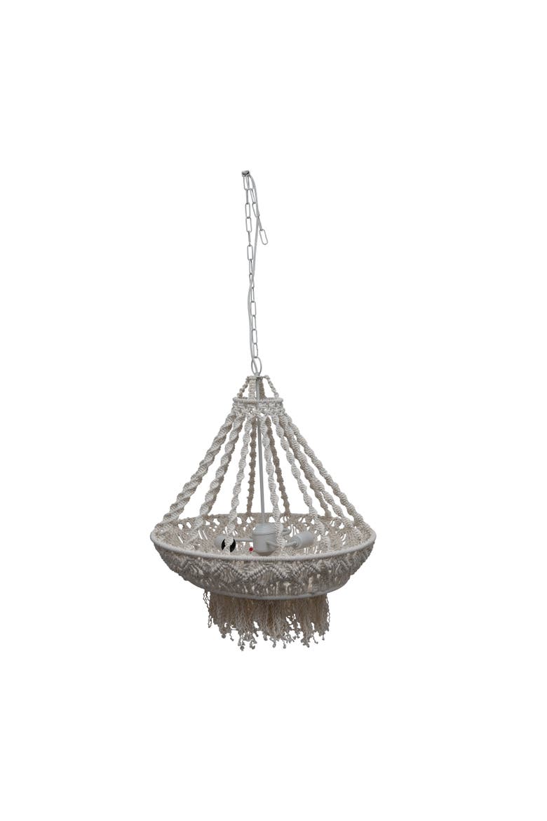 Pendant Lamp with Fringed Metal and Cotton, Main, color, Natural