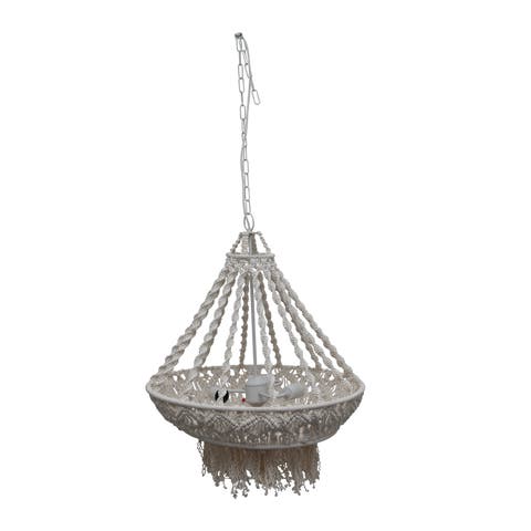 Pendant Lamp with Fringed Metal and Cotton