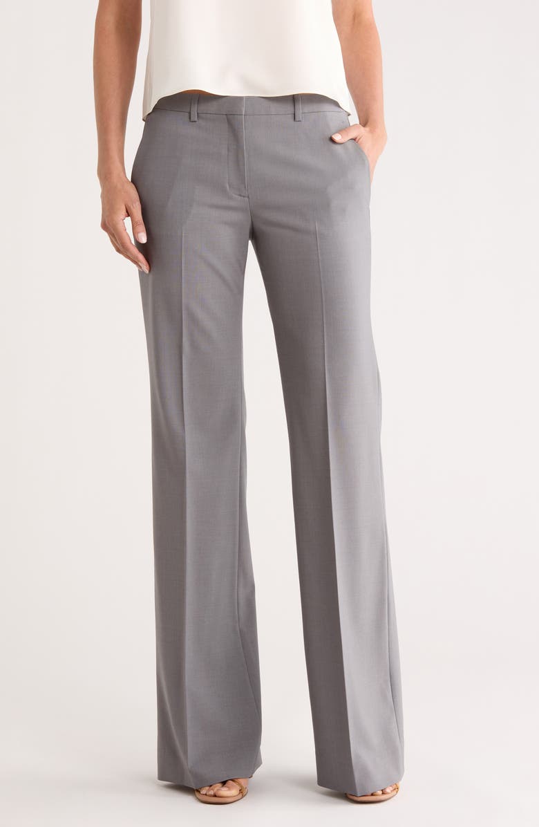 Theory Demetria Wool Blend Trousers, Main, color, Pearl Melange