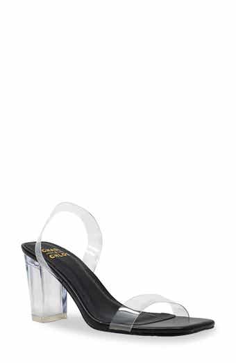 CHASE AND CHLOE Chase Slingback Lucite Block Heel Sandal