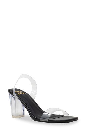 Chase & Chloe Chase And Chloe Chase Slingback Lucite Block Heel Sandal In Black